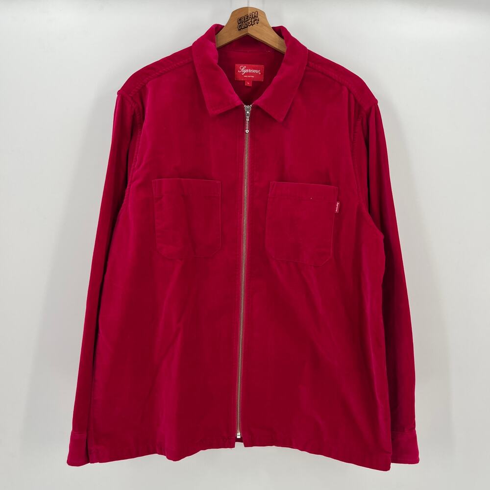 SS18 2018 Supreme NYC Velvet Zip Up Shirt in Pink L